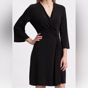 BCBGMAXAZRIA Jordana Black Faux Wrap Dress XL